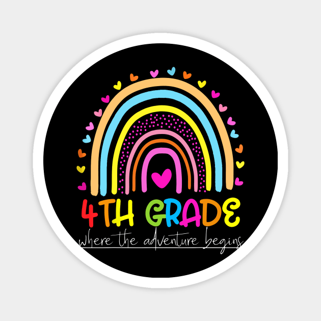 Rainbow 4th Grade Where The Adventure Begins Magnet by Red and Black Floral